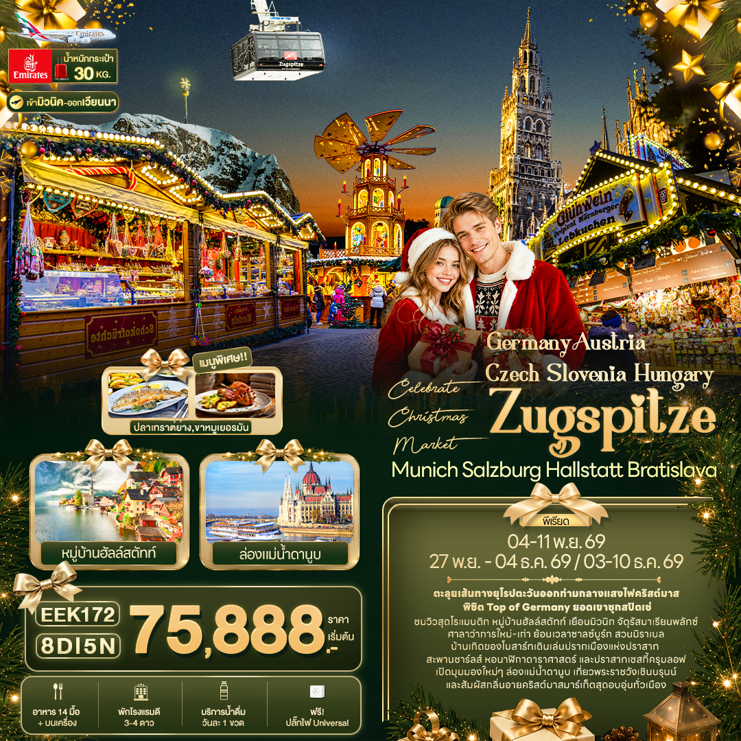 Celebrate Christmas Market Germany Austria Czech Slovenia Hungary Zugspitze Munich Salzburg Hallstatt Bratislava